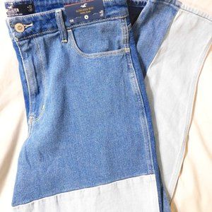 Hollister Ultra High Rise Mom Jeans Patchwork Design Size 15R BRAND NEW